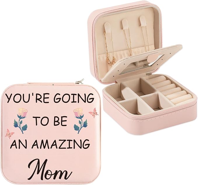 New Mom Jewelry Box 1st Mothers Day Valentines Gifts for New Mom First Time Mother Pregnancy Congratulations Gender Reveal Baby Shower Gifts for Expecting Moms Soon to Be Mommy Jewelry Case