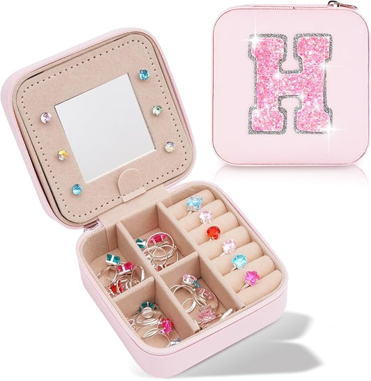 Uygafly Monogrammed Gifts - Trendy Jewelry Box & Organizer, Aesthetic Travel Essentials, Birthday Gifts | Pink