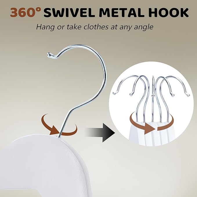 Edergoo Wooden Hangers 30 Pack, Smooth Wood Hangers with 360° Swivel Hook & Notches, Slim Coat Hanger Wooden for Closet, White