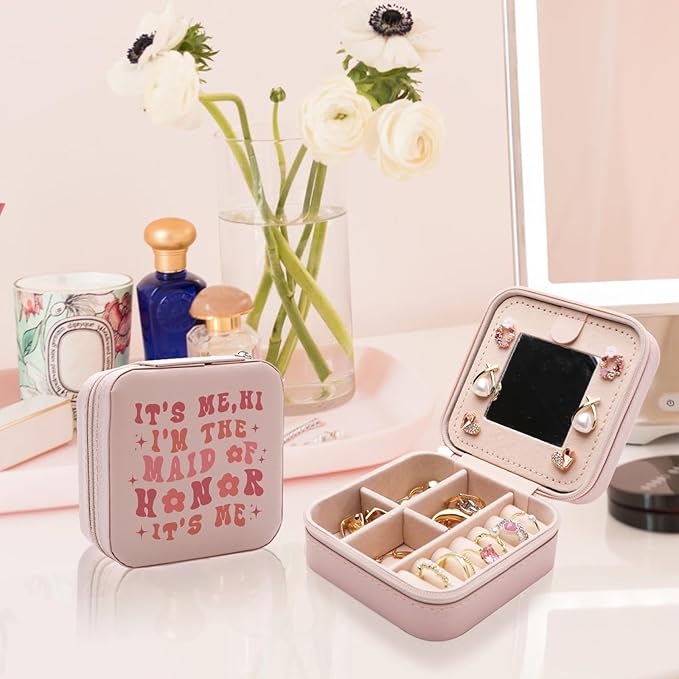 Maid of Honor Gift from Bride, Bridesmaids Proposal Gifts, Bachelorette Party Gift for Maid of Honor, Wedding Gifts for Bridesmaid Travel Jewelry Box