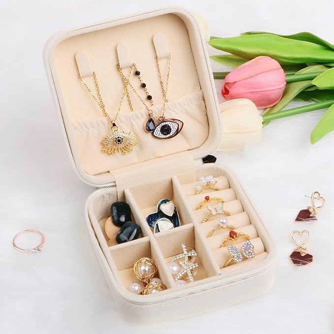17Dec Small Travel Jewelry Case Organizer,Mini Travel Essentials for Women,Bridesmaid Gifts Birthday Gifts for Women,Small Jewelry Box for Girls 8-12
