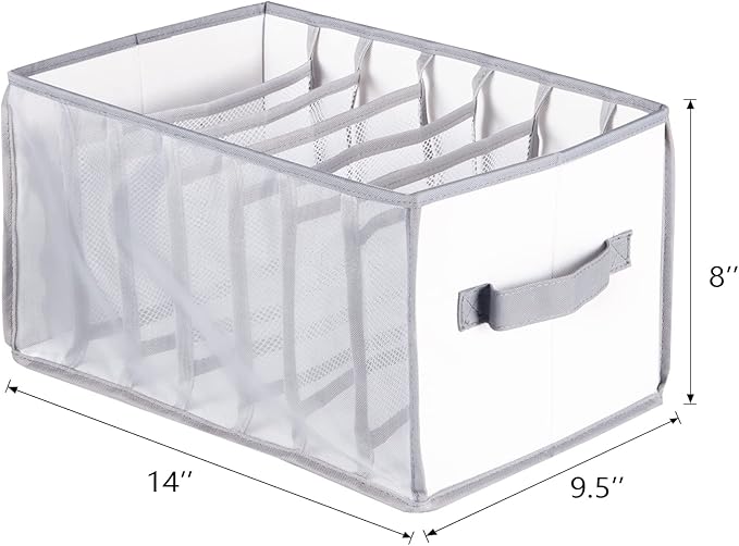 Univivi Clothes Drawer Organizer Wardrobe Clothes Organizer for Folded Clothes, 7 Grids Upgraded Large Capacity Drawer Organizers for Jeans, Pants, Sweaters, T-Shirt, Underwear - Set of 2
