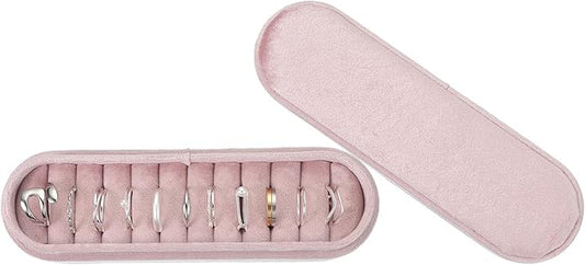 uxcell Velvet Ring Box, 11 Slots Travel Jewelry Case Ring Holder Organizer for Women Gift Proposal Christmas, Pink