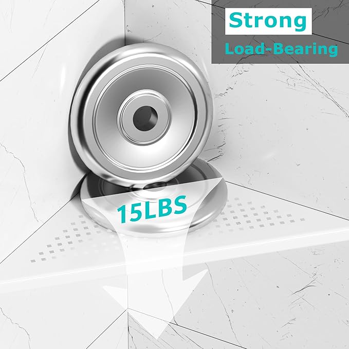 Qeke Bathroom Corner Shelf, Recessed 12" Shower Shelf Caddy, SUS304 Stainless Steel Shelf Wall Mount Triangular, No Drilling, Matte White