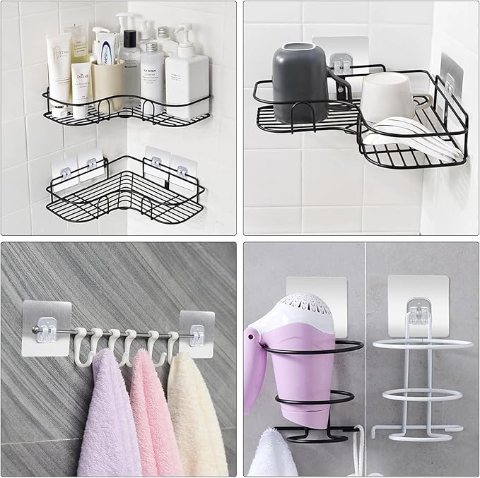 8pcs Shower Caddy Adhesive Replacement, Shower Shelves Strip Pad Organizer Sticker, Bathroom Heavy Duty Strong Sticky Wall No Drilling Transparent