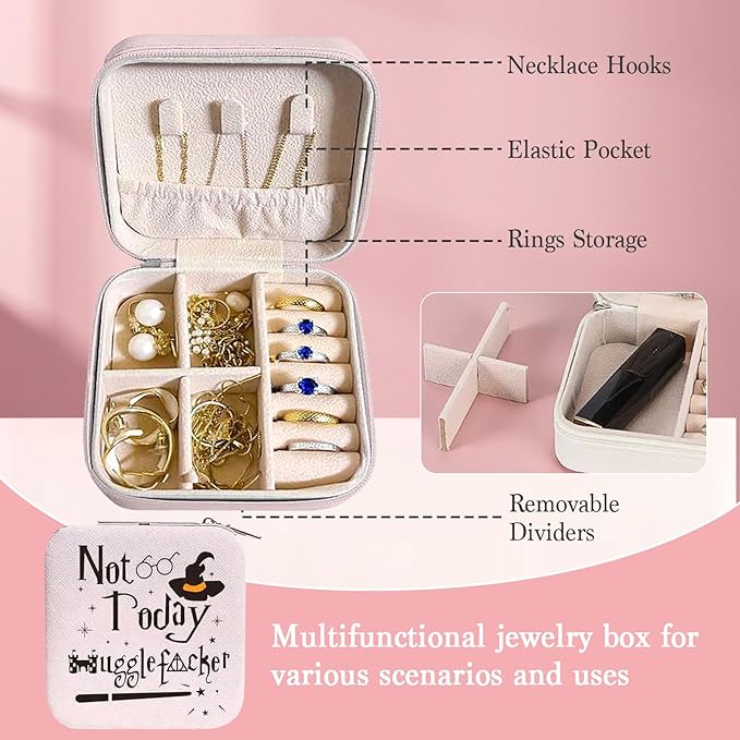 Funny Not Today Jewelry Organizer Case Small Portable Jewelry Organizer Box Christmas Birthday Gifs for Women Girls