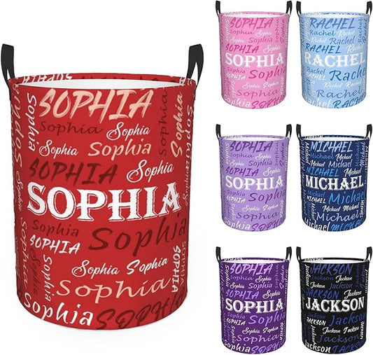 Custom Name Laundry Hamper, Personalized Laundry Basket with Name for Baby Boys Girls, Customized Collapsible Dirty Clothes Hamper Storage with Handles for Bedroom Bathroom Dorm Room Decor