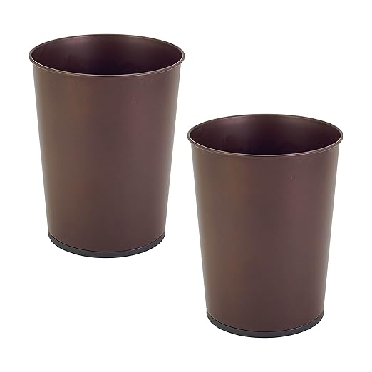 Bath Bliss 5 Liter Small Wastebasket | Round Open Top | Trash Can | Bathroom | Bedroom | Kitchen | Office | Dorm | Disposal Waste Bin | Garbage | Metal | Oil Rubbed Bronze