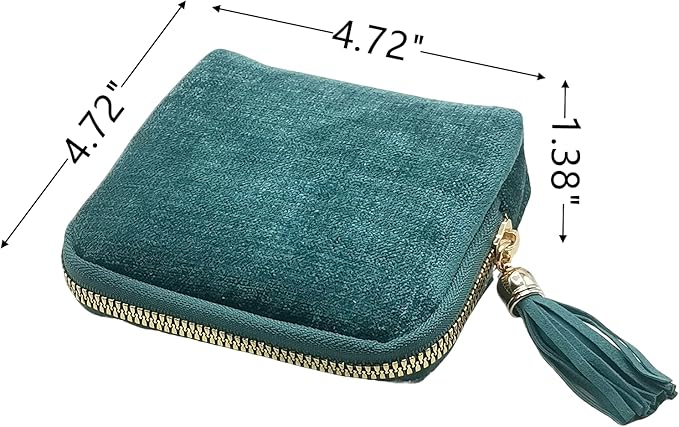Small Travel Jewelry Case - Jewelry Travel Organizer Bag with Tassel Zipper for Bracelets, Necklaces, Bangles, Jewelry Organizer Storage Bag Gift for Women Girls - LJB001-Blue