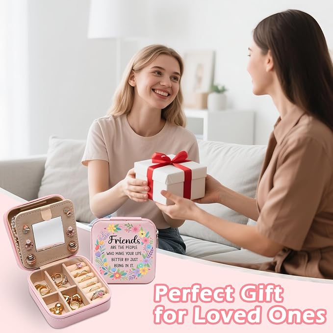 GAOLZIUY Friendship Gifts for Women Jewelry Box, Friends Make Life Better Jewelry Case, Best Friends Gift for Birthday, Valentines Day for Bestie, BFF, Her