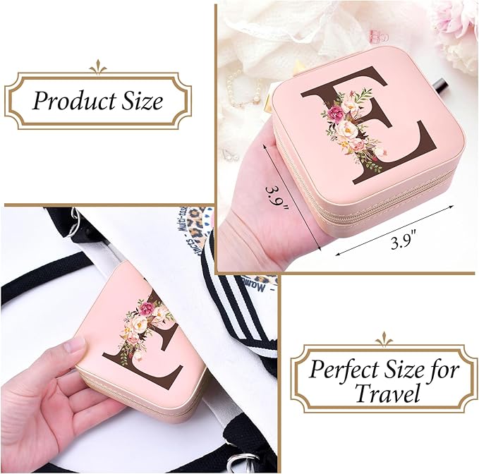 Inngeroo Mothers Day Mom Gifts from Daughter Son, Travel Jewelry Case Box Organizer Personalized Gifts for Mom Wife Women, Gift for Friend Sister Grandma Aunt, pink