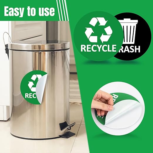 Sukh 3 pcs Recycle Stickers and 3 pcs Trash Stickers for Trash Can Sign Garbage Recycling Sticker Vinyl Perfect for Kitchen Necessity Home Essentials,Home, Work,Commercial Event,Apartment,Hotel