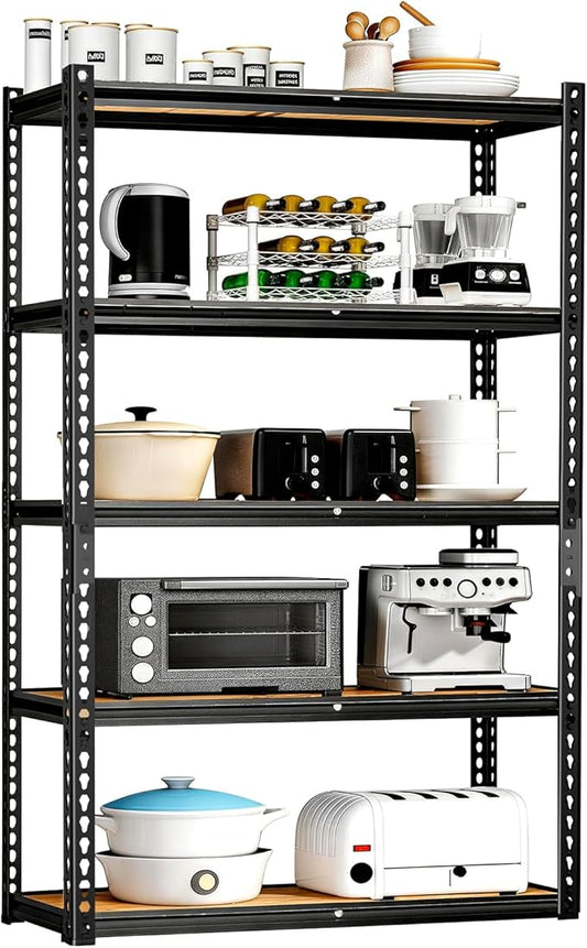 LEVELEVE 5-Tier Storage Shelving Unit, Metal, for Kitchen, Garage, Laundry Room, Adjustable, 35" L x 16" W x 73" H, Rectangular