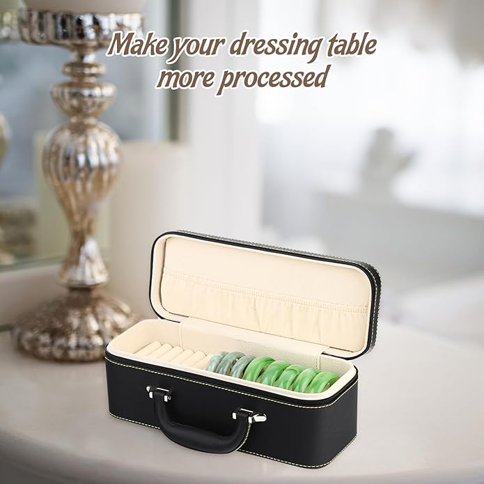 Yiju 15 Slots Bangle Box, Jade Bracelets Display Case Storage Case Jewelry Organizer PU Leather Bracelet Case for Retail Stores Dresser Engagement