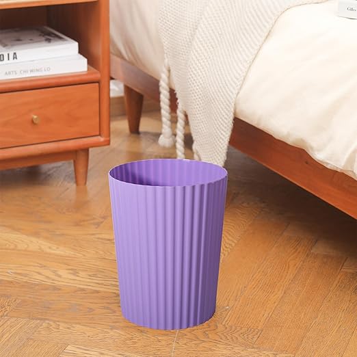 JiatuA Small Trash Can Plastic Wastebasket Round Garbage Container Bin for Bathroom, Kitchen, Bedroom, Home Office, College Dorm, Taro Purple 2 Pack