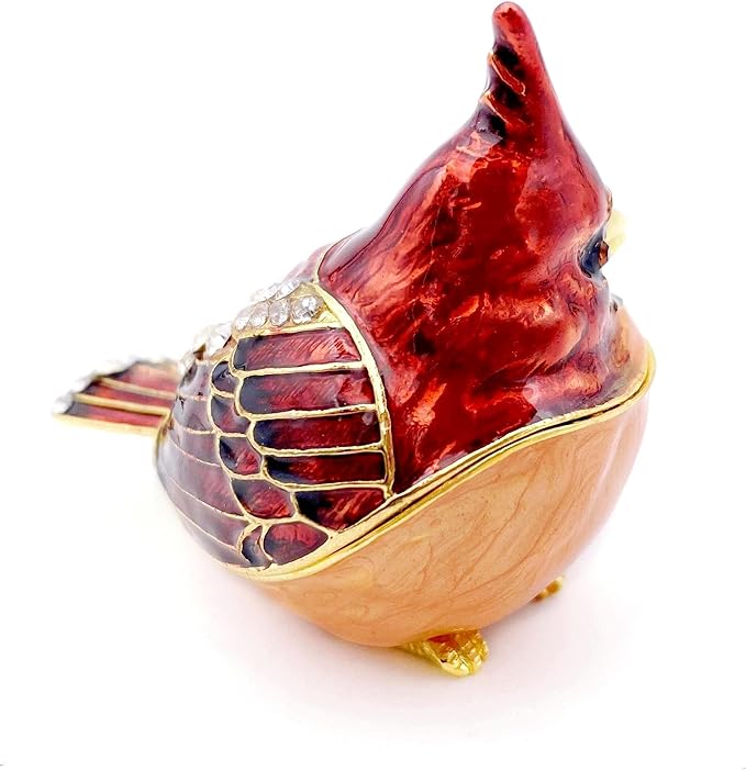 Elegant Cardinal Bird Jewelry Trinket Boxes Hinged .Keepsake Ring Box Necklace Earrings Organizer.Cardinals Gifts for Women Bird Figurines Home Decor.