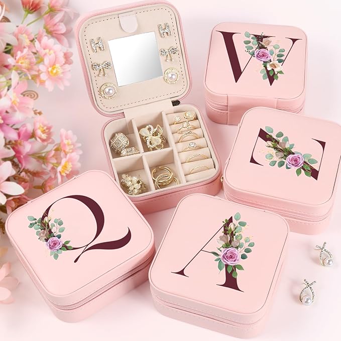 MFXIP Easter Basket Stuffers for Teens Essentials, Valentines Day Christmas Stocking Stuffers for Women Teen Girl Gifts Trendy Stuff Travel Jewelry Box Case Organizer Personalized Birthday Gifts