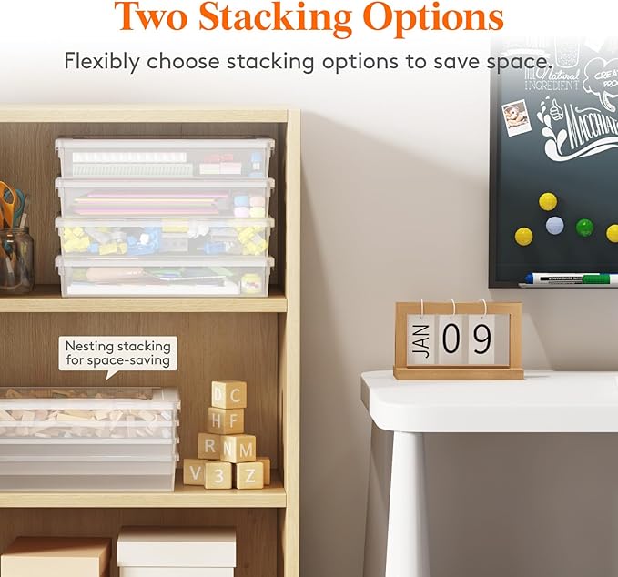 Lifewit 2 Pack Paper Organizer Storage, 32 x 23 cm/12x9 Multi-Purpose Plastic File Box with Latching Lids, Containers for A4, 8.5" x 11" Letter, Scrapbook, Document, Magazine, Art Supplies, Clear