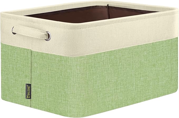 BALEINE 1 Pack Fabric Closet Storage Bins for Shelves, Linen Closet Organizers and Storage, Decorative Baskets for Organizing, Shelf, Clothes, Home, Office (Green, 14''x10''x8.5'')