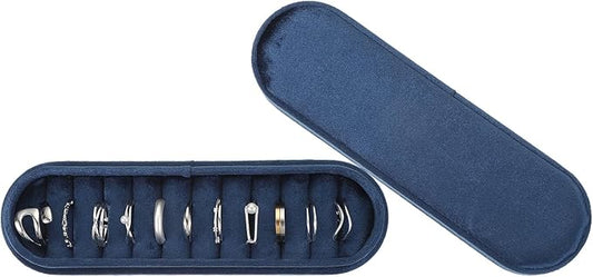 uxcell Velvet Ring Box, 11 Slots Travel Jewelry Case Ring Holder Organizer for Women Gift Proposal Christmas, Dark Blue