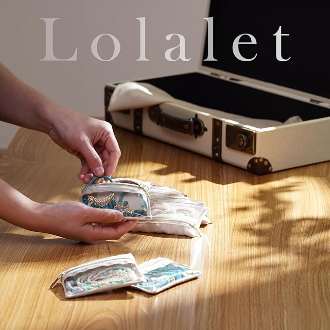 Lolalet Velvet Jewelry Pouches, Clear Window Travel Jewelry Organizer Bags for Earrings, Bracelets, Necklaces and Rings, Compact Jewelry Storage for Women Girls -7PCS