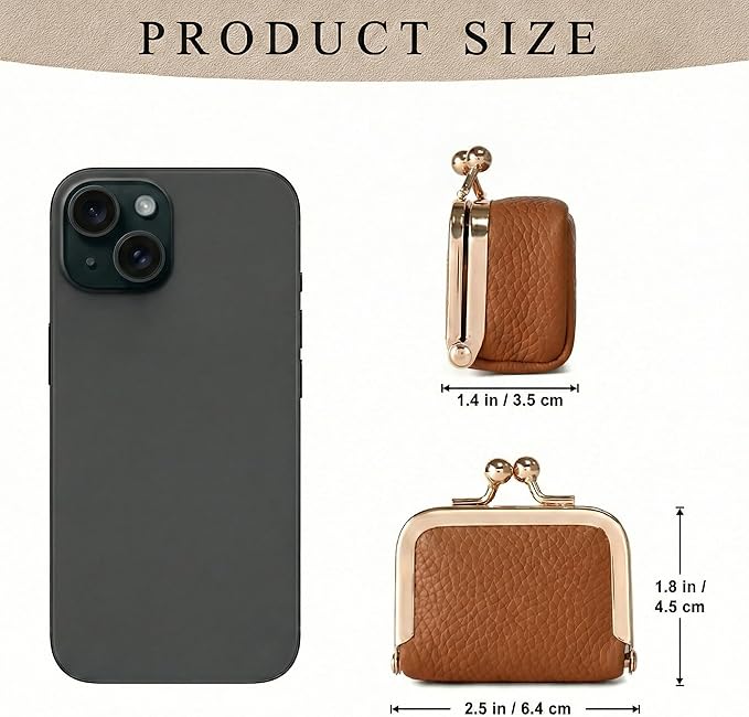 Zivyes Mini Jewelry Box Travel Small Coin Purse Organizer Case Genuine Leather Tiny Size (Caramel)