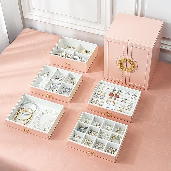 Cute Jewelry Box for Women teen Girls Jewelry Organizer Large Jewelry Organizers and Storage Faux Leather Jewelry Storage Jewlery Box Jewellery Box Joyeros Organizador De Mujer