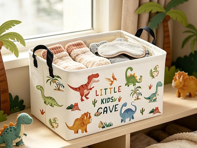 Rectangular Kids Baskets Dinosaur Basket Cute Storage Bins Organizer Box Boys Room Decor for Home.(Coco dinosaur)