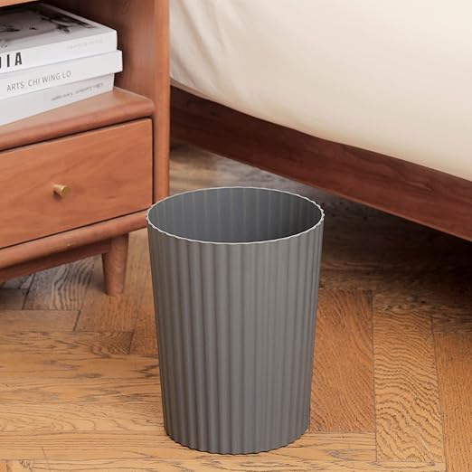 JiatuA Small Trash Can Plastic Wastebasket Round Garbage Container Bin for Bathroom, Kitchen, Bedroom, Home Office, College Dorm, Dark Grey 2 Pack