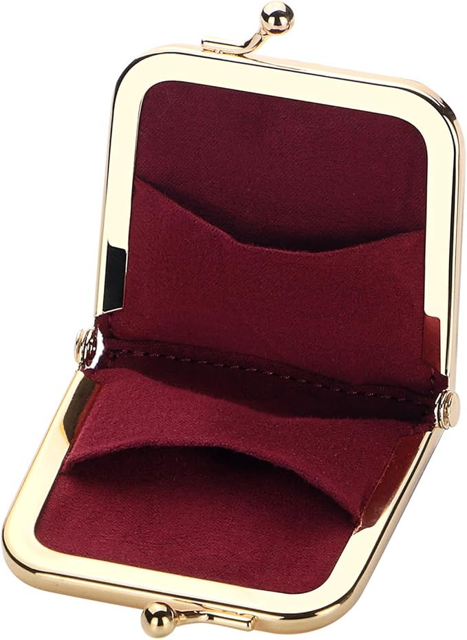 Royal Bagger Mini Ultra-Thin Jewelry Box & Kiss Lock Purse – Signature Coated Canvas, Women's Essential 8120 (Coffee)