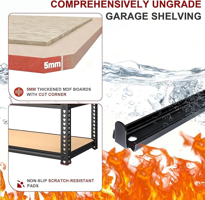 40W Garage Storage Shelves,Garage Shelves Heavy Duty,5 Tier Shelving Unit,2400LBS Capacity Heavy Duty Shelving for Garage Storage,Warehouse,72" H x40 W x20 D