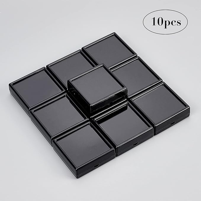 BENECREAT 10PCS Black Gemstone Display Box Square Acrylic Jewelry Box Container 2.4x2.4x0.8inch with Clear Top Lids and Sponge Inside for Mother's Day Festival Treat, Gems, Coins, Jewelry Packing