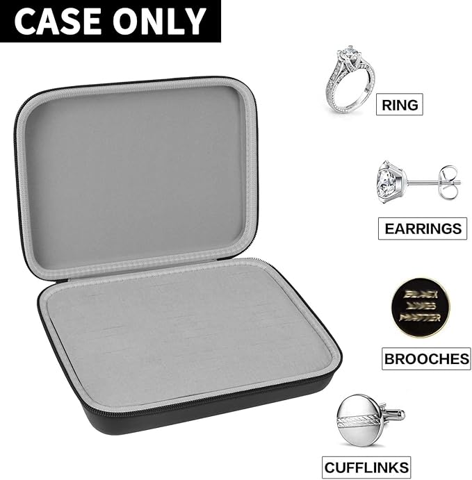 GWCASE Ring Organizer Storage Case - Jewelry Ring Display Collector Box with 42 Slots. Rings Tray Holder Showcase Fits for 50+ Rings, Earrings, Brooches and Cufflinks (Box Only)-Black