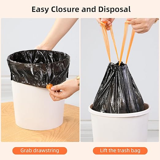 funest Trash Bags, 4 Gallon Small Drawstring Garbage Bags 75 Counts, Thick Plastic Wastebasket Liners for Bathroom Toilet Office Bedroom