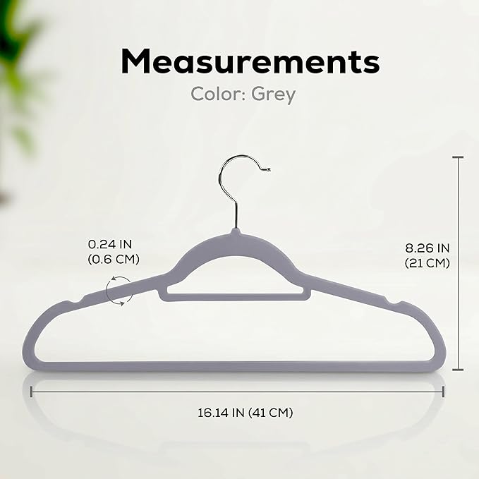 Utopia Home Premium Velvet Hangers 20 Pack - Non-Slip Clothes Hanger with Tie Bar - Grey Hangers with 360 Degree Rotatable Hook - Heavy Duty Coat Hanger
