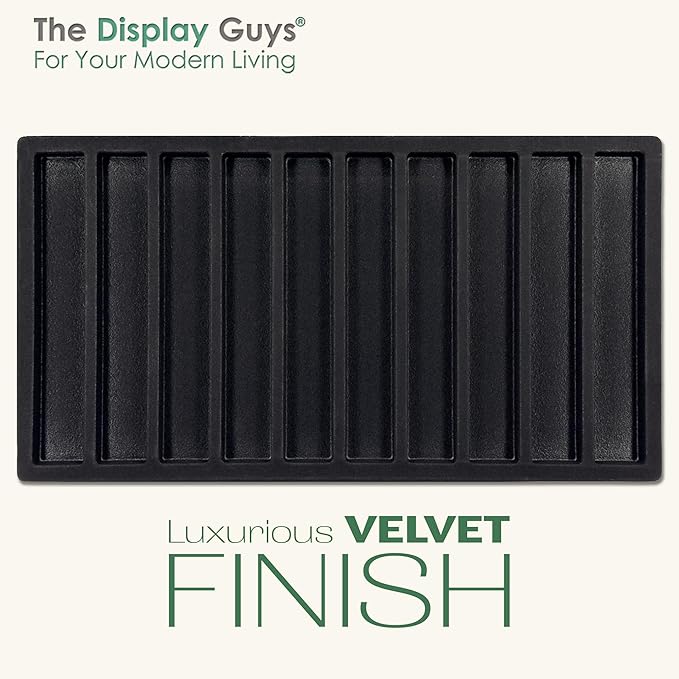 TheDisplayGuys For Your Modern Living 2-Pack 10-Compartments Vertical Flocked Velvet Jewelry Display Inserts - Tray/Case Liners - Bracelet Necklace Storage, (Black) by The Display Guys