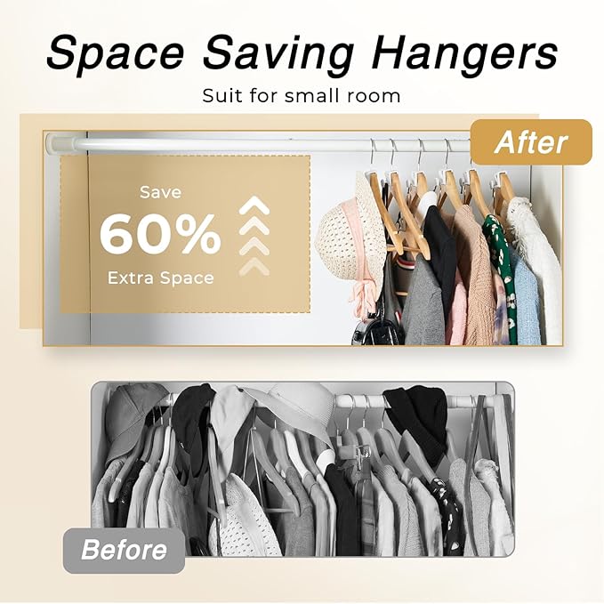 HOUSE DAY Space Saving Hangers 100 Pack, Clothes Hanger Connector Hooks, Heavy Duty Closet Space Saver, Small Space Solutions, Cascading Dorm Room Closet Organizer and Storage - White