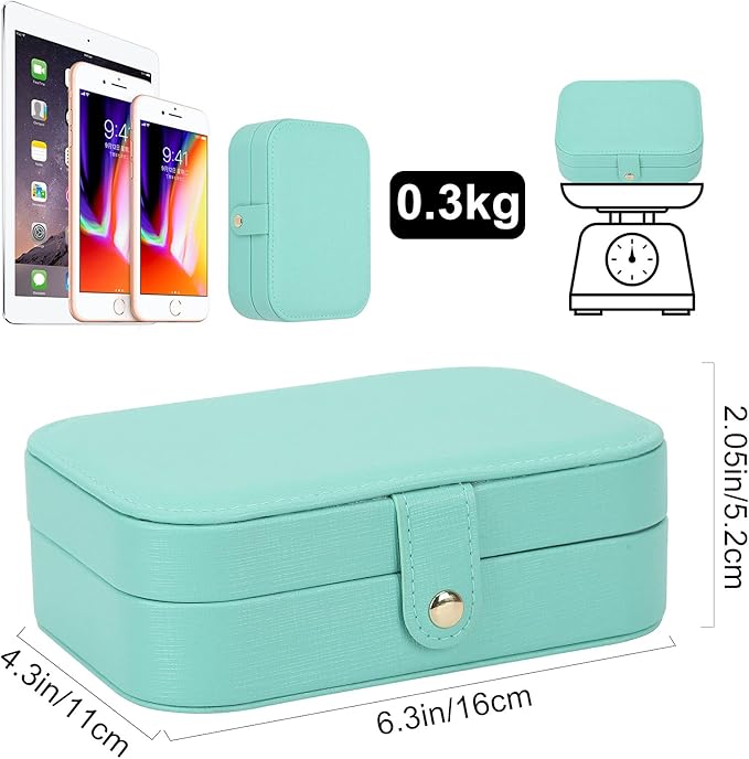 FEISCON Jewelry Box, Travel Jewelry Organizer Case Small Jewelry Storage and Organizers Craft Containers Travel Mini Organizer/GREEN