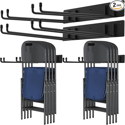 Folding Chair Rack,Metal Folding Chair Storage Rack - 2-Pack,Heavy Duty Design,Garage Organization & Foldable Chair Hanger