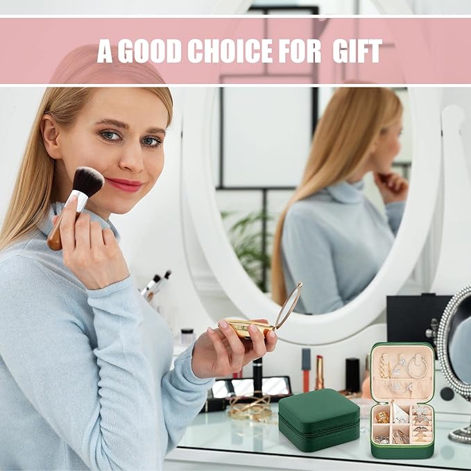 Taiyin Travel Jewelry Case, Bridesmaid Gifts Mini Jewelry Organizer, PU Leather Portable Earring Box for Women Girls
