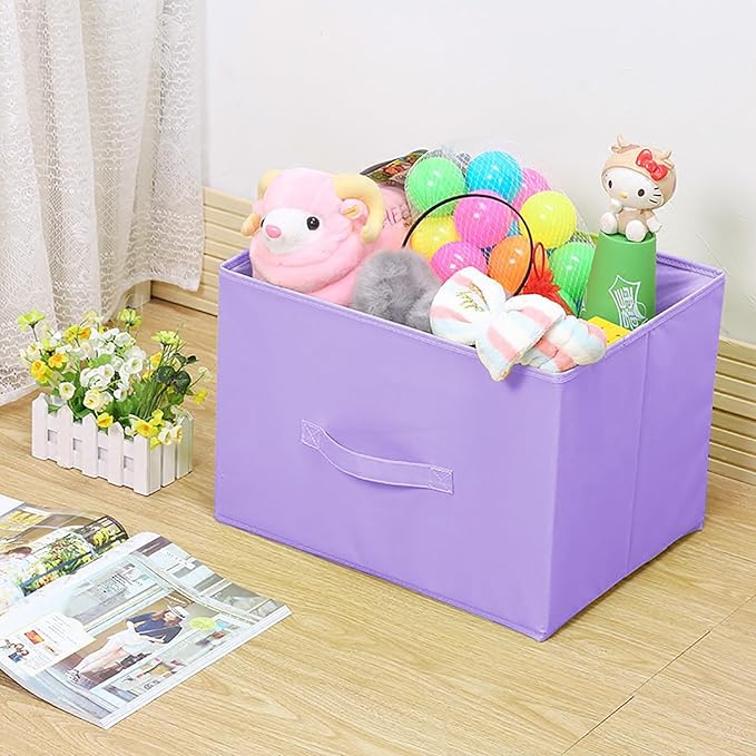 EBIGIC Purple Storage Bins [3 Pack] 9.0"x7.5"x7.5",Mini Storage Box Fabirc Foldable Closet Toy Organizer Collapsible Cloth