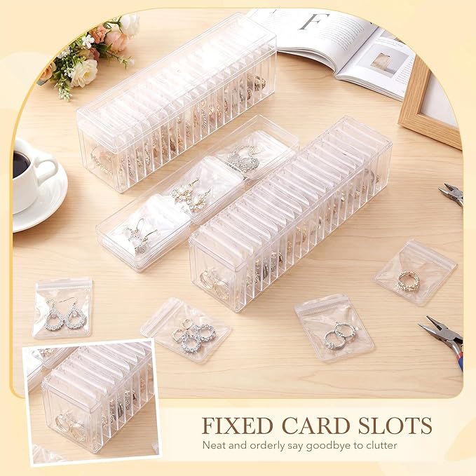 Kenning 84 Pcs Acrylic Jewelry Case Organizer, Clear Jewelry Organizers Holder with Portable Anti Tarnish Storage Bags for Rings, Earrings, Necklaces, Ideal Gifts for Women (Clear)