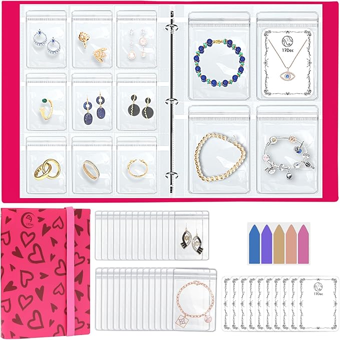17Dec Large Transparent Jewelry Storage Book with 300 Pockets and 150 Jewelry Pouches,Travel Jewelry Organizer and Storage,Jewelry Binder Organizer for Earring,Bracelet,Necklace