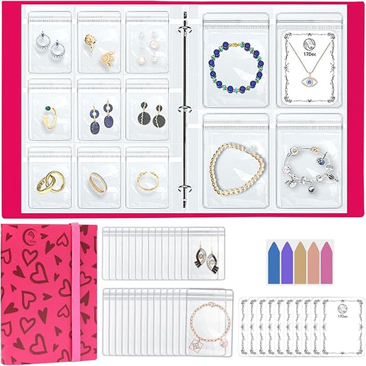 17Dec Large Transparent Jewelry Storage Book with 300 Pockets and 150 Jewelry Pouches,Travel Jewelry Organizer and Storage,Jewelry Binder Organizer for Earring,Bracelet,Necklace