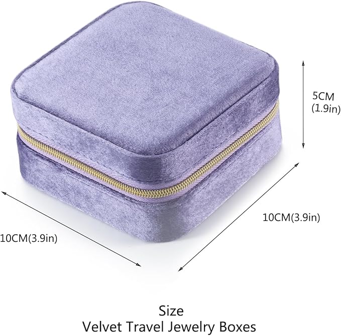 TRODANCE Plush Velvet Travel Jewelry Case Organizer, Small Travel Jewelry Box,Portable Jewelry Box Travel Mini Organizer Portable Display Storage Box For Rings Earrings Necklaces (Periwinkle Blue)