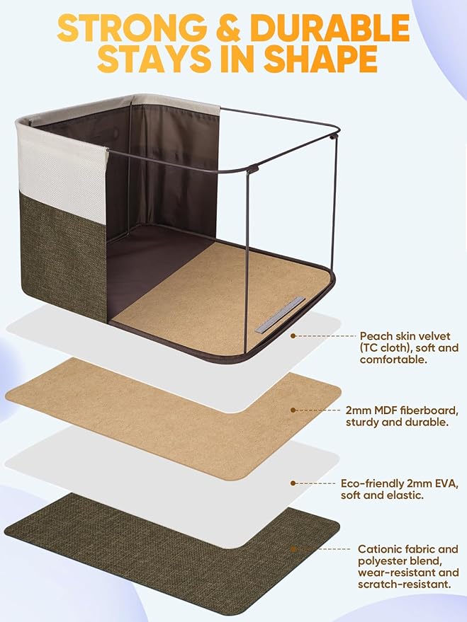 BALEINE 1 Pack Fabric Closet Storage Bins for Shelves, Linen Closet Organizers and Storage, Decorative Baskets for Organizing, Shelf, Clothes, Home, Office (Brown, 15''x11''x9.5'')