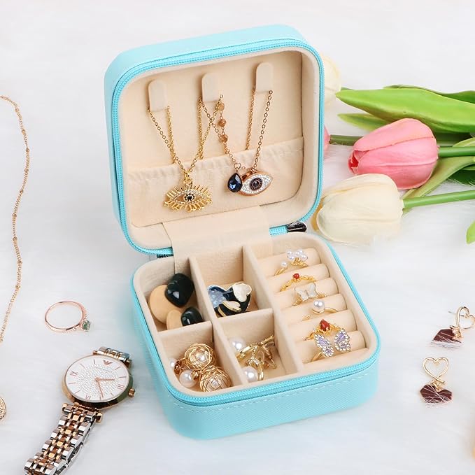17Dec 3-Pack Small Travel Jewelry Case Organizer,Mini Travel Essentials for Women,Bridesmaid Gifts Birthday Gifts for Women,Small Jewelry Box for Girls 8-12