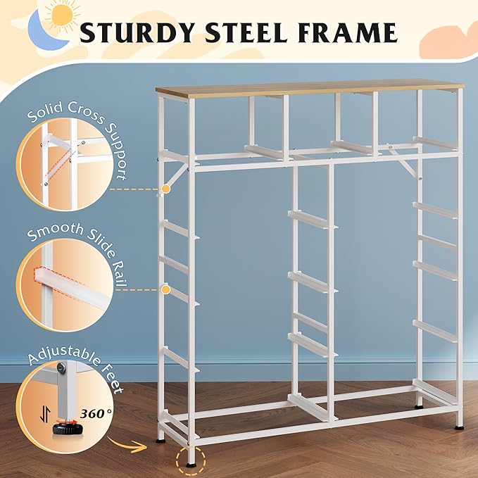 WLIVE Storage Organizer Unit with 11 Fabric Bins, Storage Drawers Organizer with Steel Frame, Tall Storage Tower Organizaton for Living Room, Hallway, Office, Cream White