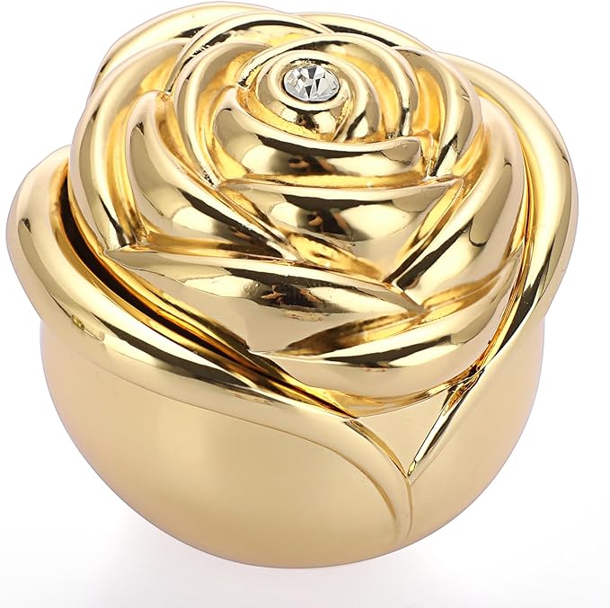 Hipiwe Rose Shape Vintage Jewelry Box - Small Trinket Storage Case Gold Ring Holder Treasure Box Organizer Keepsake Box for Rings Earrings Necklace, Gift for Women