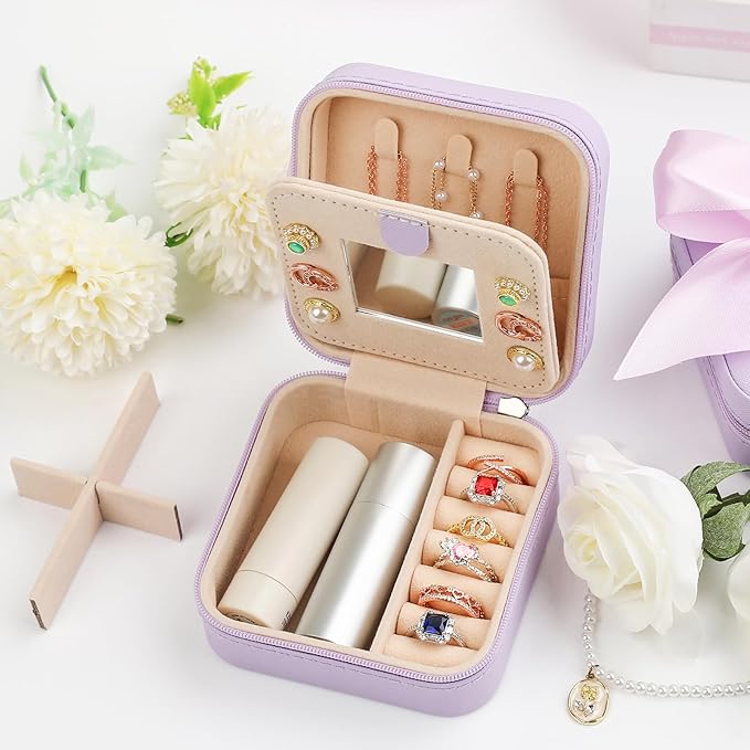 CHMI Purple Travel Jewelry Box - Organizer for Women & Girls - Birthday & Christmas Gifts - X